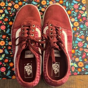 Vans sneakers maroon suede with plaid